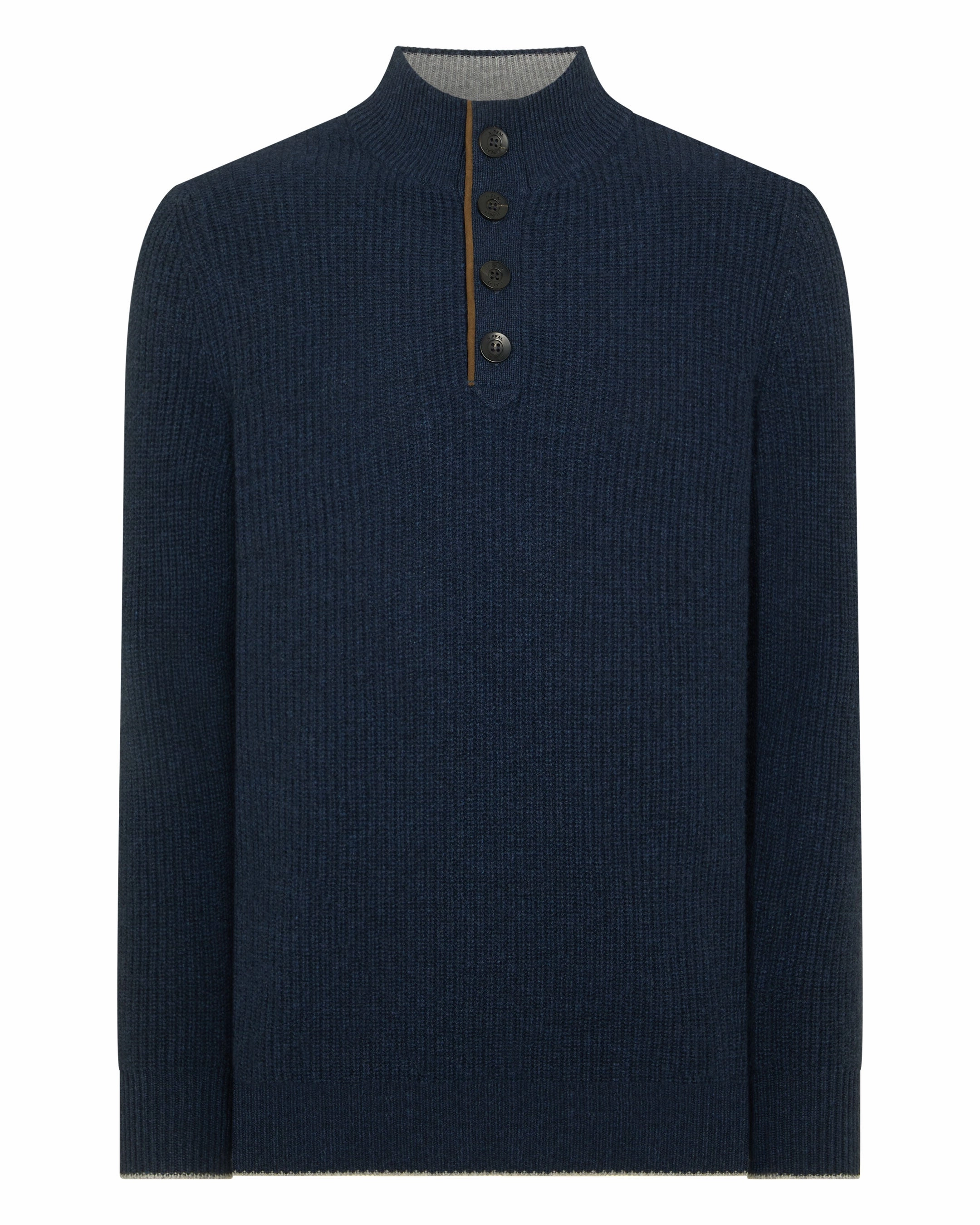 Men'S Beauchamp Half Button Cashmere Jumper Indigo Blue Dont Miss These Savings