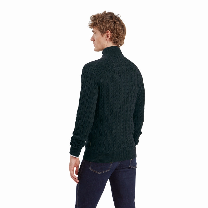 Schoffel Calton Cable Knit Cotton Cashmere 1/4 Zip Mens Jumper - Charcoal Todays Hot Pick Best Deal Online