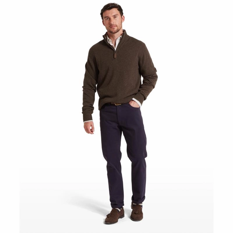 Hot Pick of the Day Online Exclusive Steal Schoffel Lewis Lambswool 1/4 Zip Mens Jumper - Chocolate