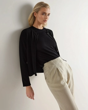 Clearance Event Alert Dont Miss Hot Deals Women'S Hallie Round Neck Cashmere Cardigan Black