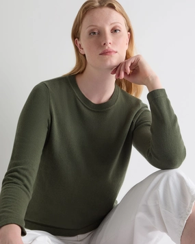 Women'S Hallie Round Neck Cashmere Jumper Army Green Dont Miss Big Savings