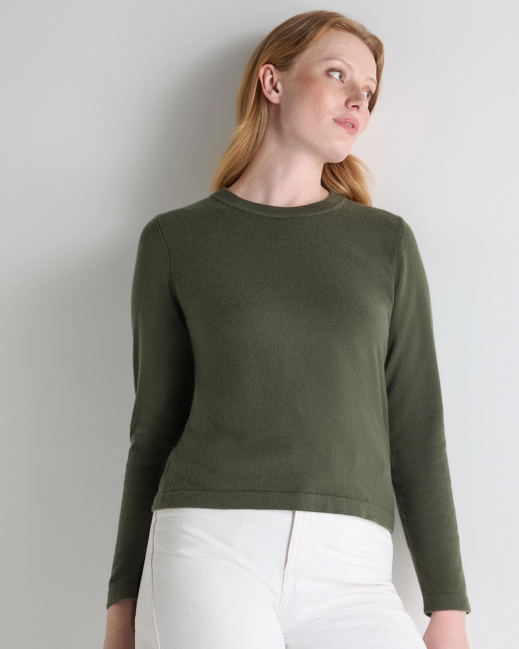 Women'S Hallie Round Neck Cashmere Jumper Army Green Hot Picks Today