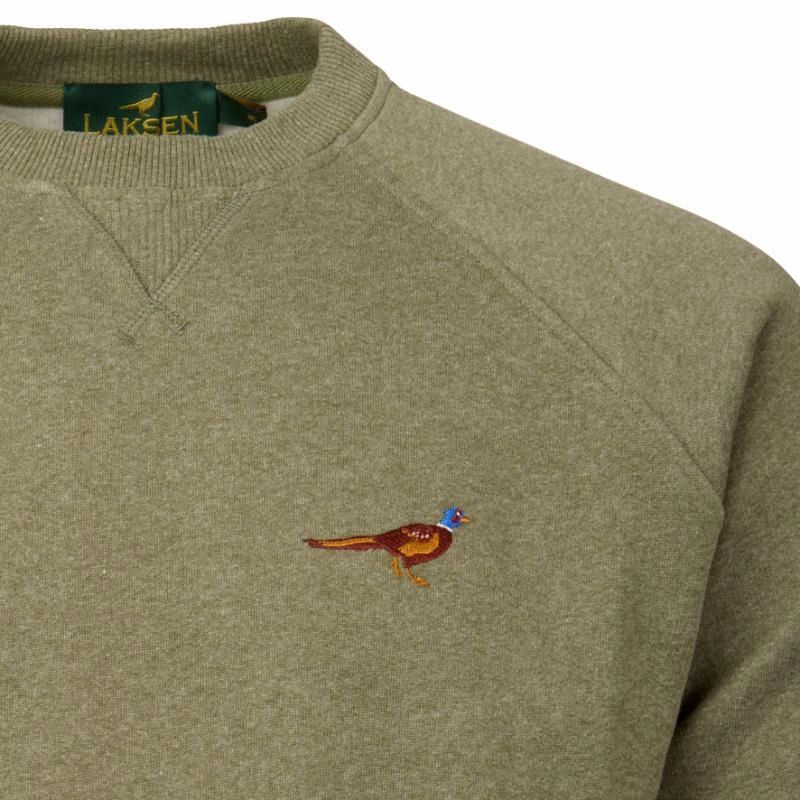 Laksen True Pheasant Mens Sweatshirt - Olive Melange Hot Pick Deal Online Exclusive Offer