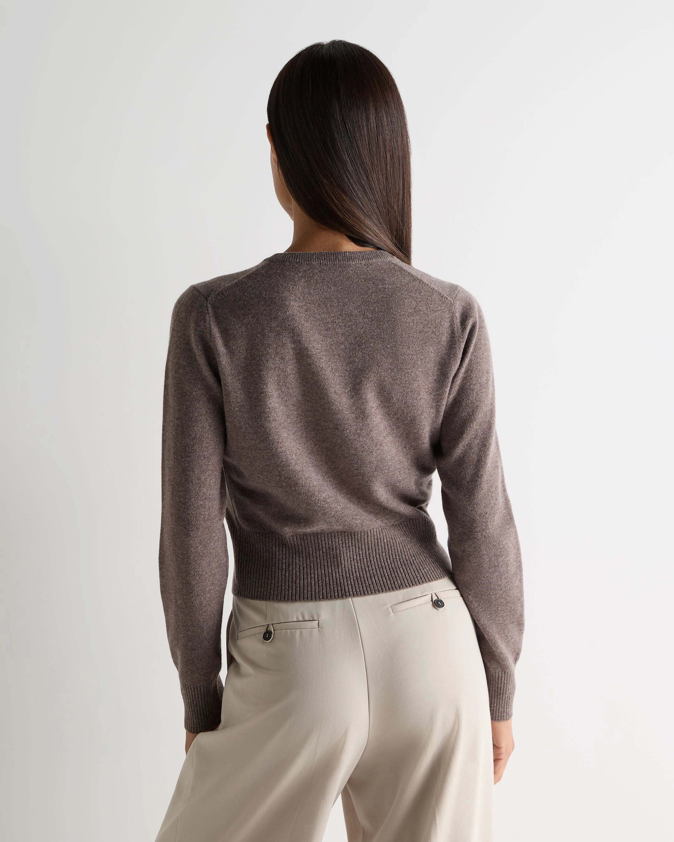 Women'S Ivy Cropped Cashmere Cardigan Otter Brown Clearance Alert Now