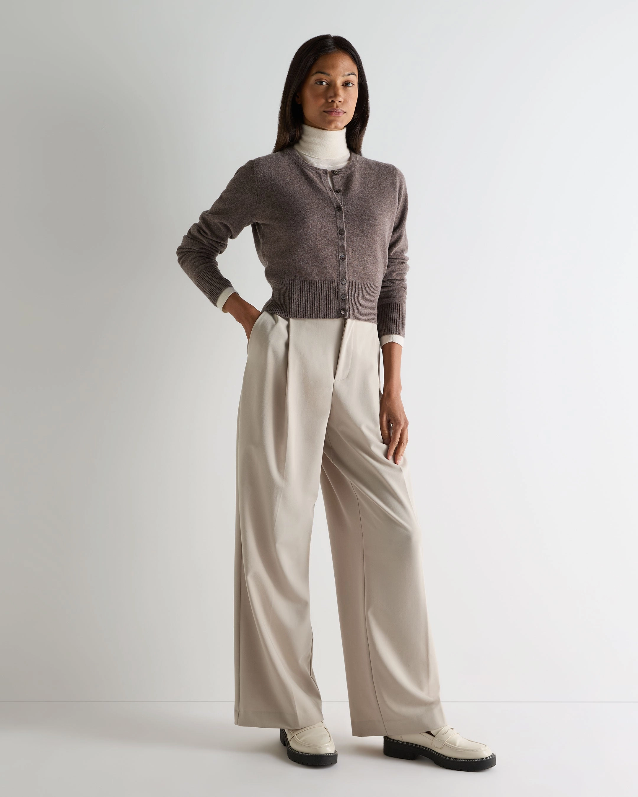 Women'S Ivy Cropped Cashmere Cardigan Otter Brown Deal of the Day
