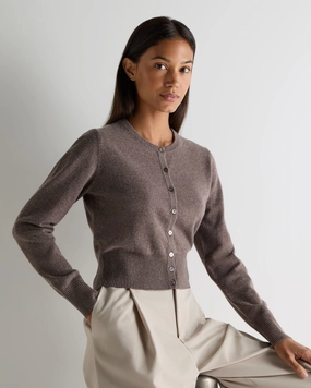 Women'S Ivy Cropped Cashmere Cardigan Otter Brown Hot Offer Event Special Offer Inside