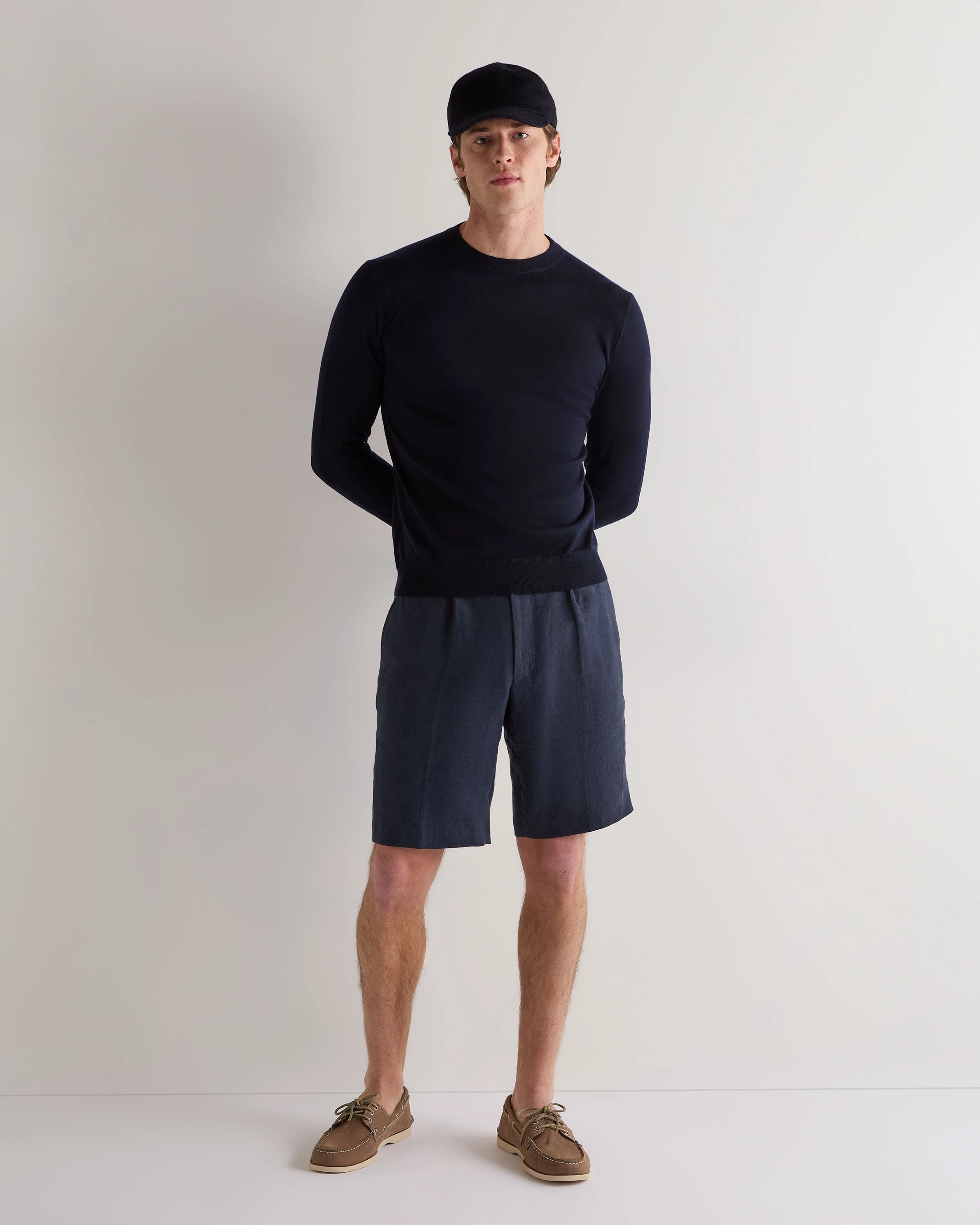 Dont Miss Out Men'S Covent Fine Gauge Cashmere Round Neck Jumper Navy Blue