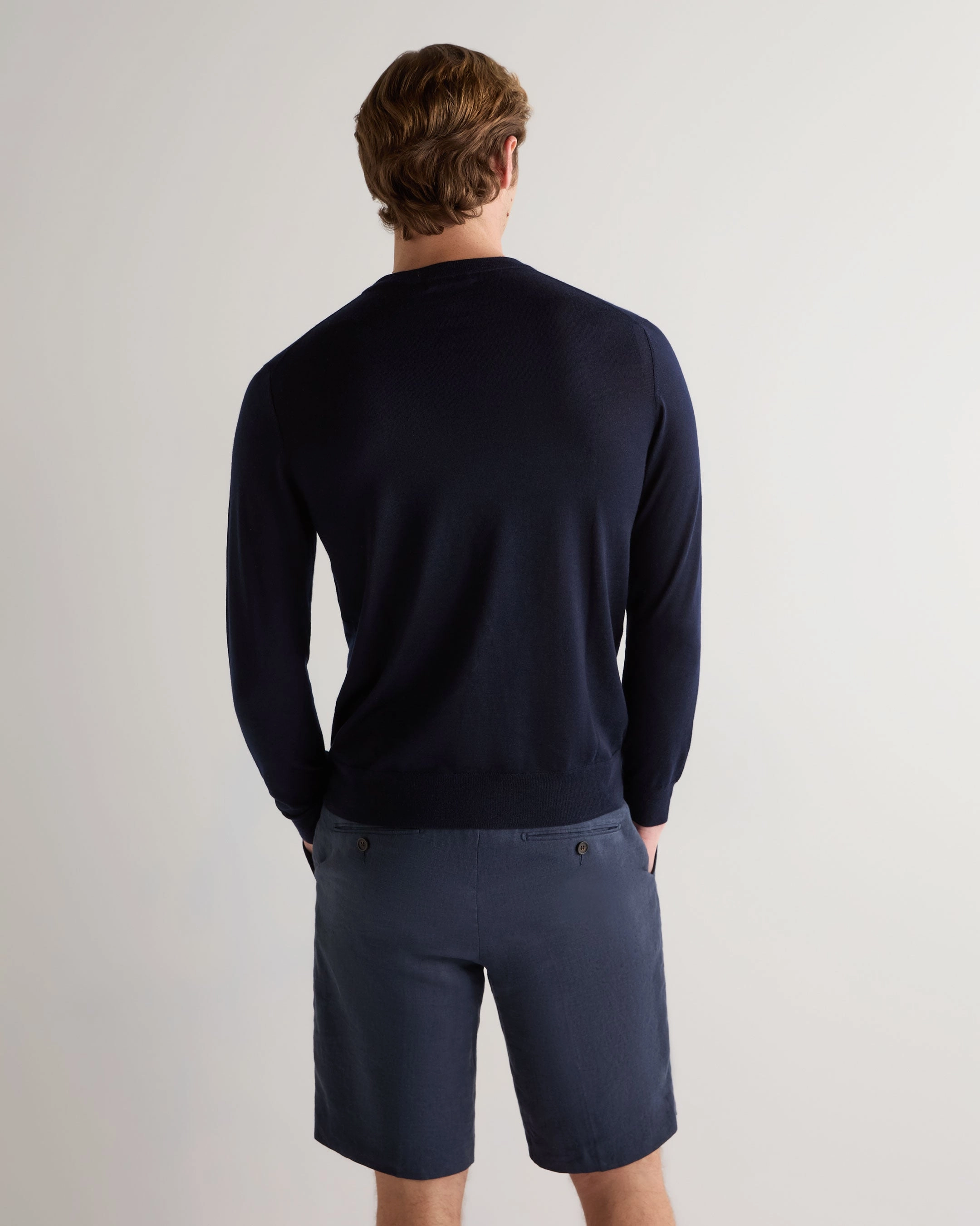 Big Clearance Event Shop Now Save Men'S Covent Fine Gauge Cashmere Round Neck Jumper Navy Blue