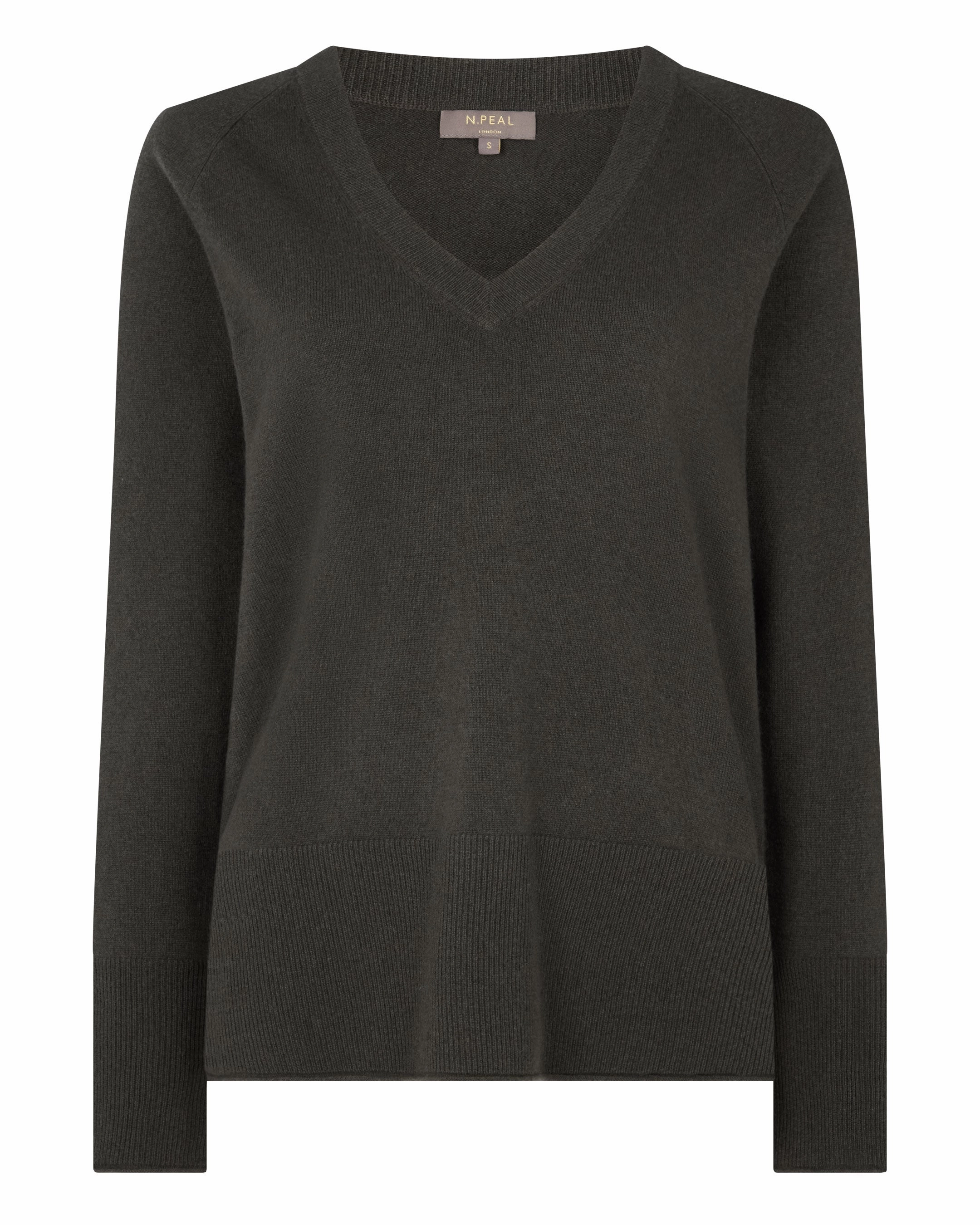 Women'S Relaxed V Neck Cashmere Jumper Arabica Khaki Green Special Occasion Discount MustHave Items