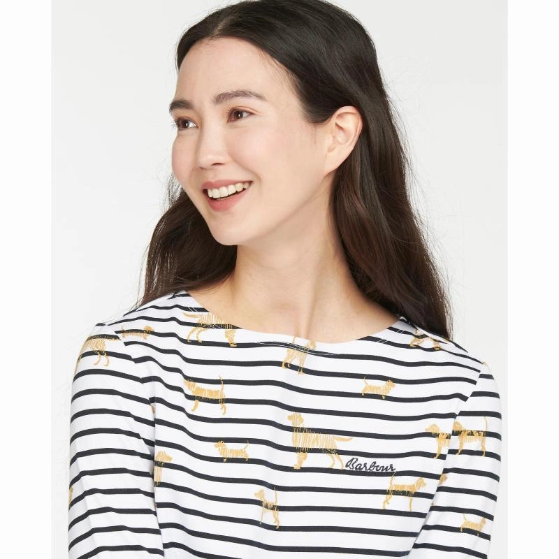 EndofWeek Deals Barbour Hawkins Ladies Print Top - Off White Country Print