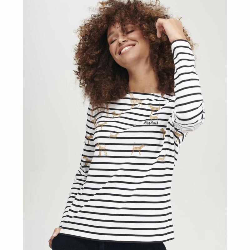 Barbour Hawkins Ladies Print Top - Off White Country Print Special Price Today