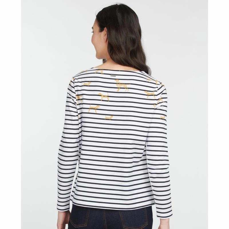 Exclusive Holiday Deal Trending Hot Deal Barbour Hawkins Ladies Print Top - Off White Country Print