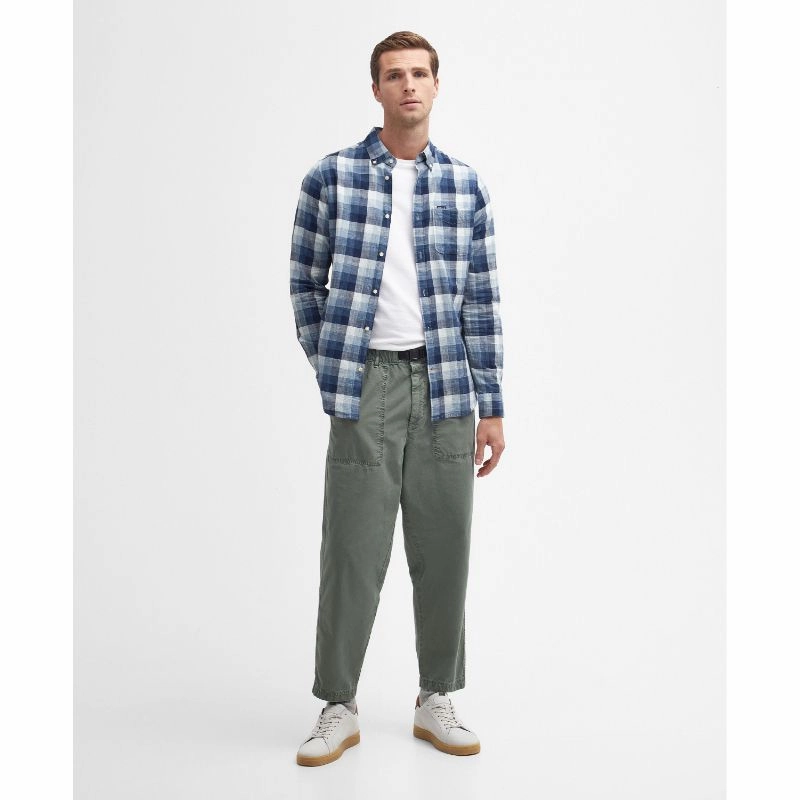 Barbour Hillroad Tailored Mens Shirt - Navy MustShop Sale Trending Today Steal