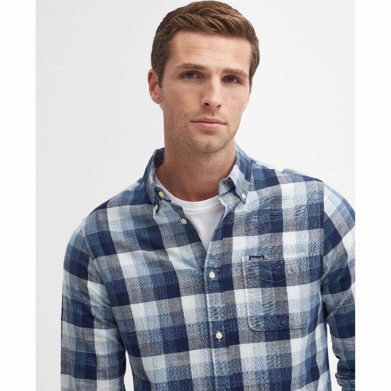 Hot Sale Alert Barbour Hillroad Tailored Mens Shirt - Navy