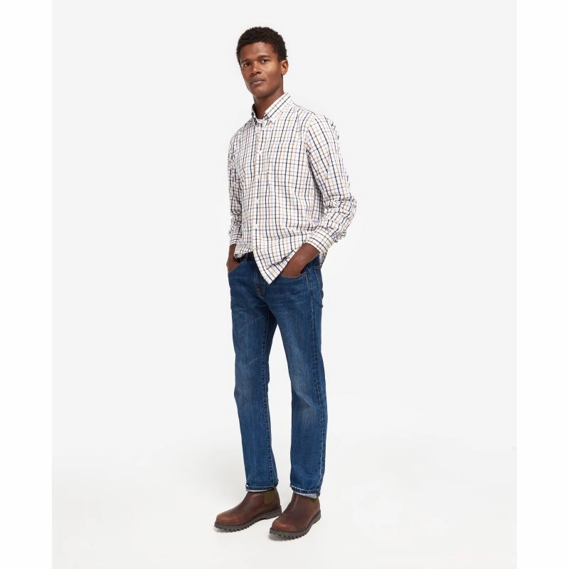 Special Surprise Sale Dont Miss This Offer Barbour Eldon Tailored Fit Mens Shirt - Stone