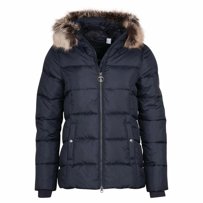 Barbour Midhurst Ladies Quilted Faux Fur Hood Jacket - Dark Navy Grab Save Today