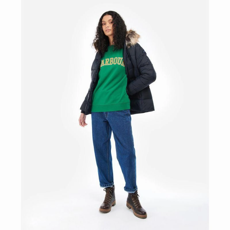 Today Only Discount Alert Flash Sale Alert Barbour Midhurst Ladies Quilted Faux Fur Hood Jacket - Dark Navy