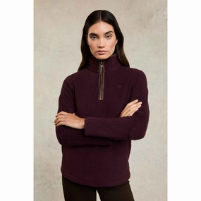 Grab Your Hot Pick Holland Cooper Country Ladies Fleece Quarter Zip Jumper - Mulberry