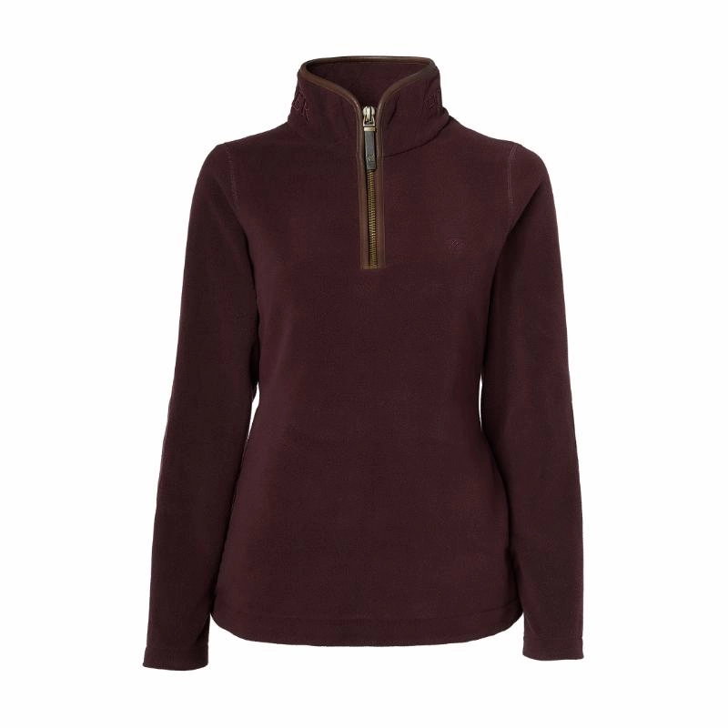 Dont Miss Out Holland Cooper Country Ladies Fleece Quarter Zip Jumper - Mulberry