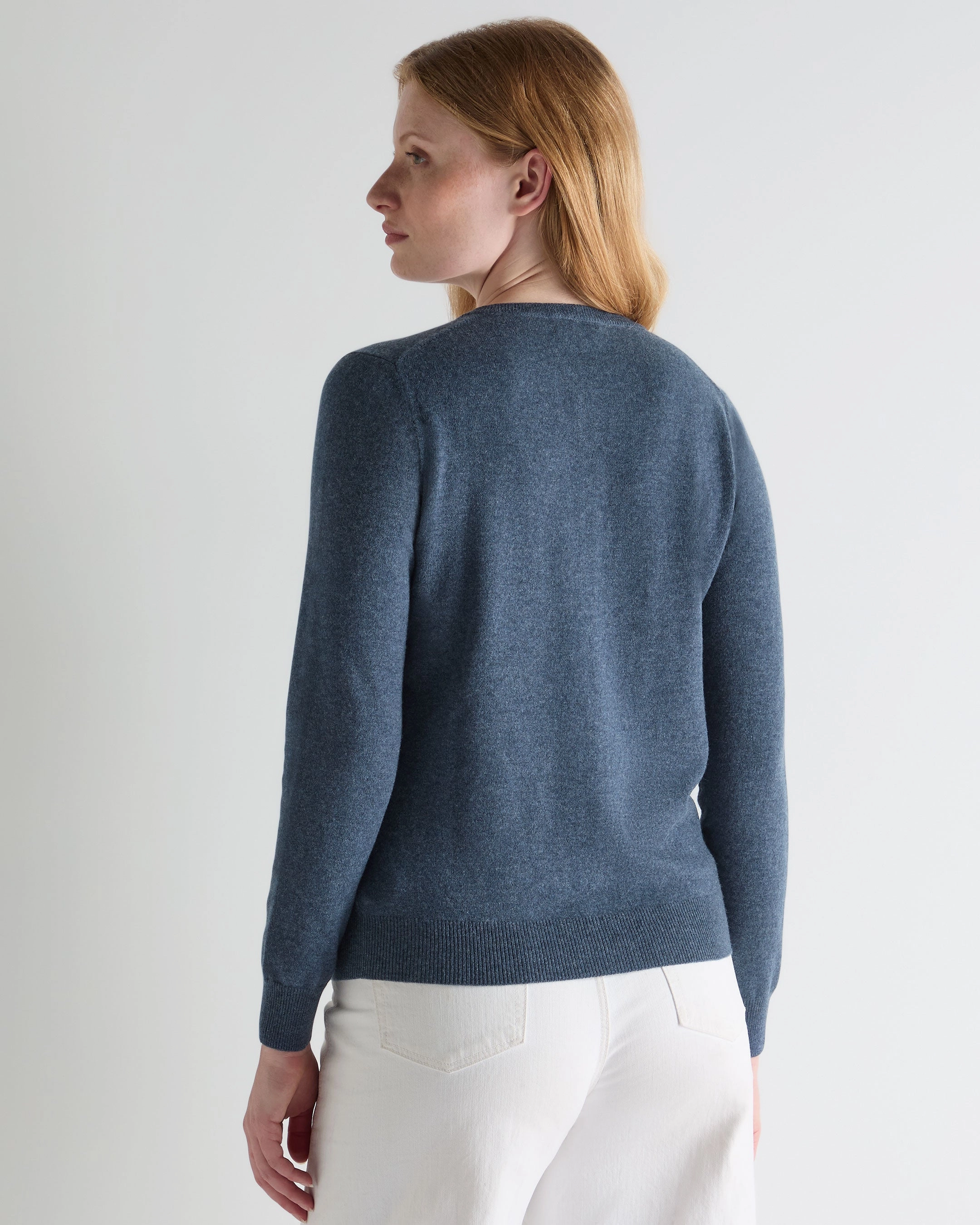 Women'S Olivia Round Neck Cashmere Cardigan Light Denim Blue Limited Edition Offer Clearance Blowout
