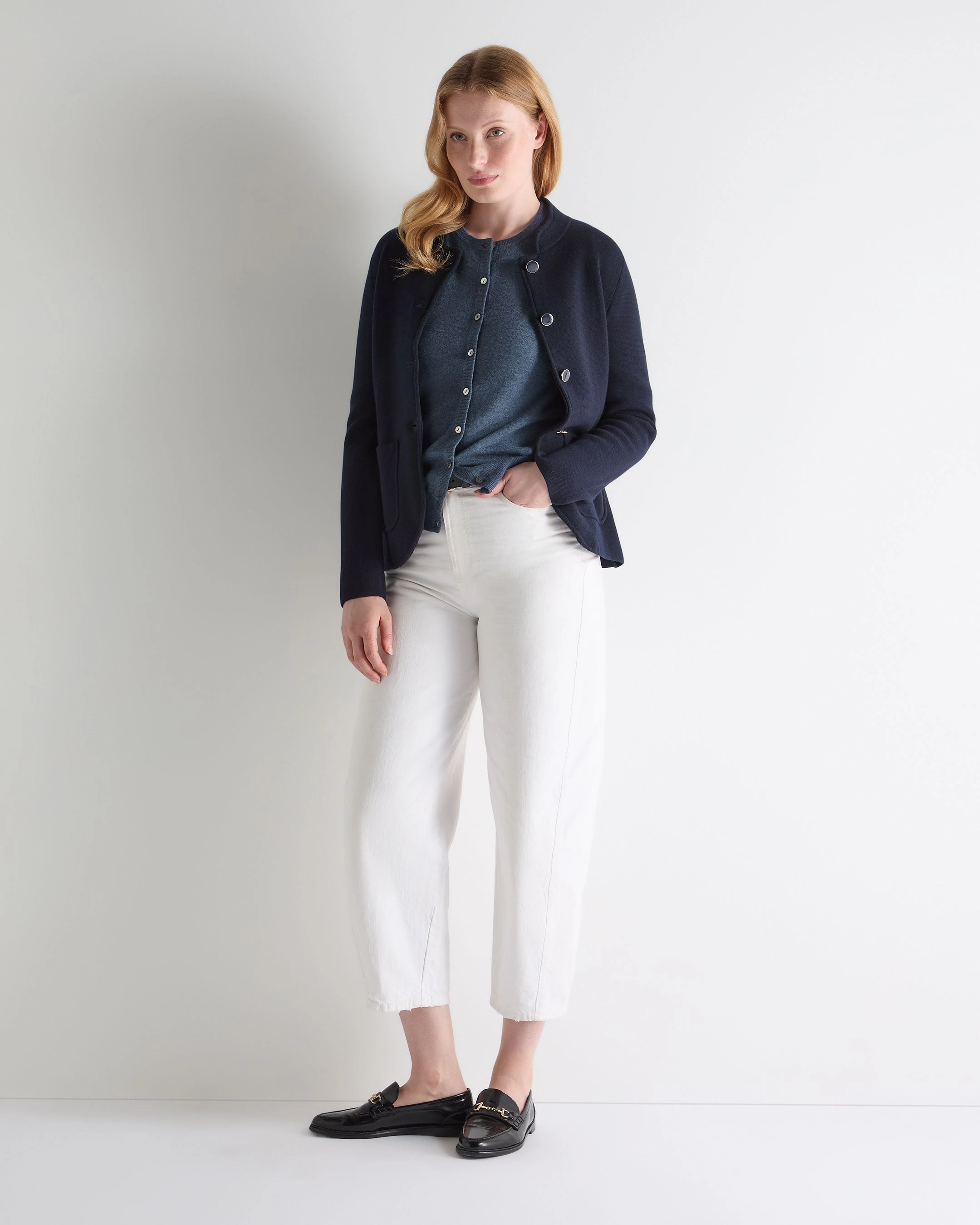 Women'S Olivia Round Neck Cashmere Cardigan Light Denim Blue Special Online Offer Deal of the Day