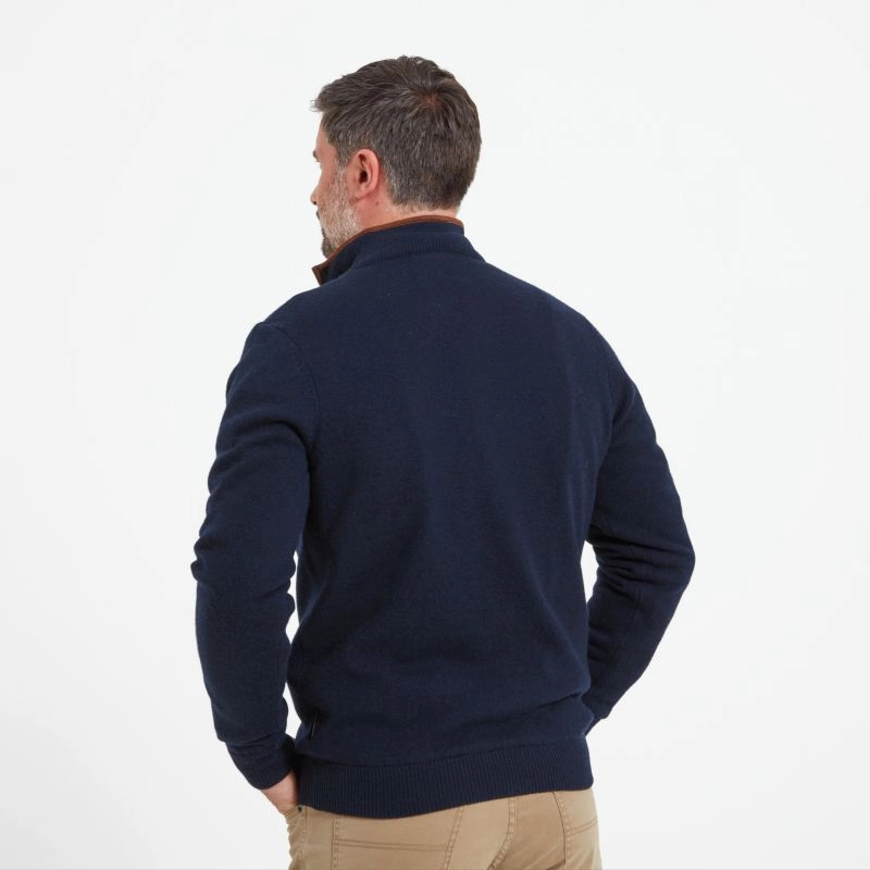 Instant Savings Deal Schoffel Cotton Cashmere 1/4 Zip Mens Jumper - Navy