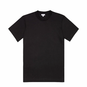 Sunspel Relaxed Fit Heavyweight Supima Cotton TShirt Black Big Clearance Event Sale Ending Soon