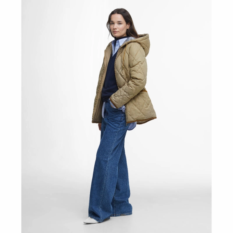 MustHave Steals Deal Frenzy Today Barbour Erin Ladies Puffer Quilt - Military Brown/Sky Dress Tartan