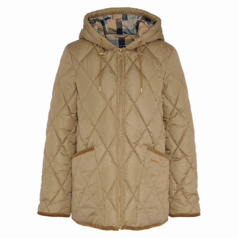 Shop Save Today Flash Sale Now Barbour Erin Ladies Puffer Quilt - Military Brown/Sky Dress Tartan