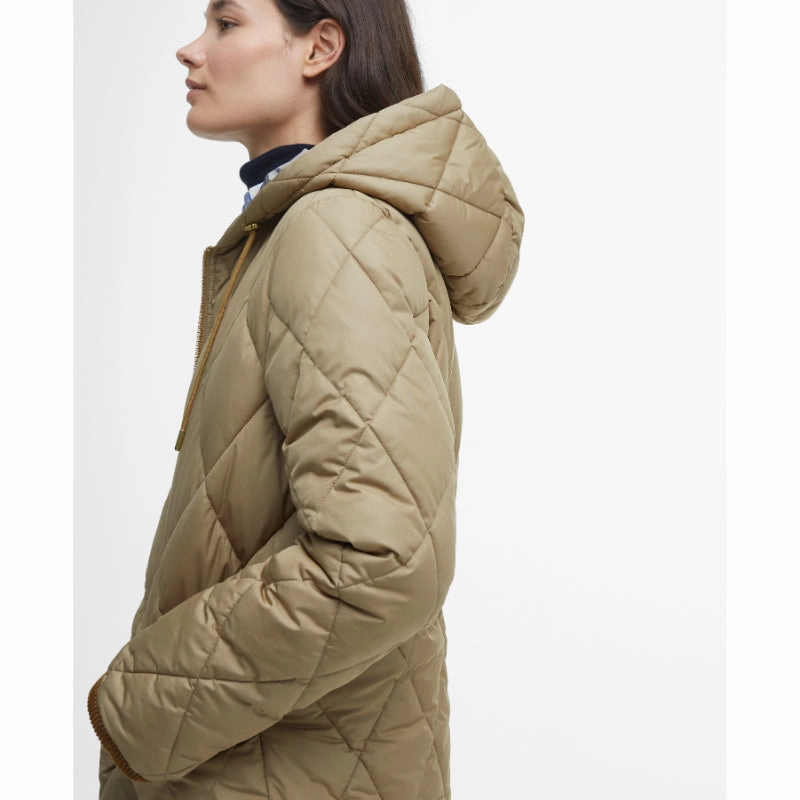 Barbour Erin Ladies Puffer Quilt - Military Brown/Sky Dress Tartan Online Exclusive Savings