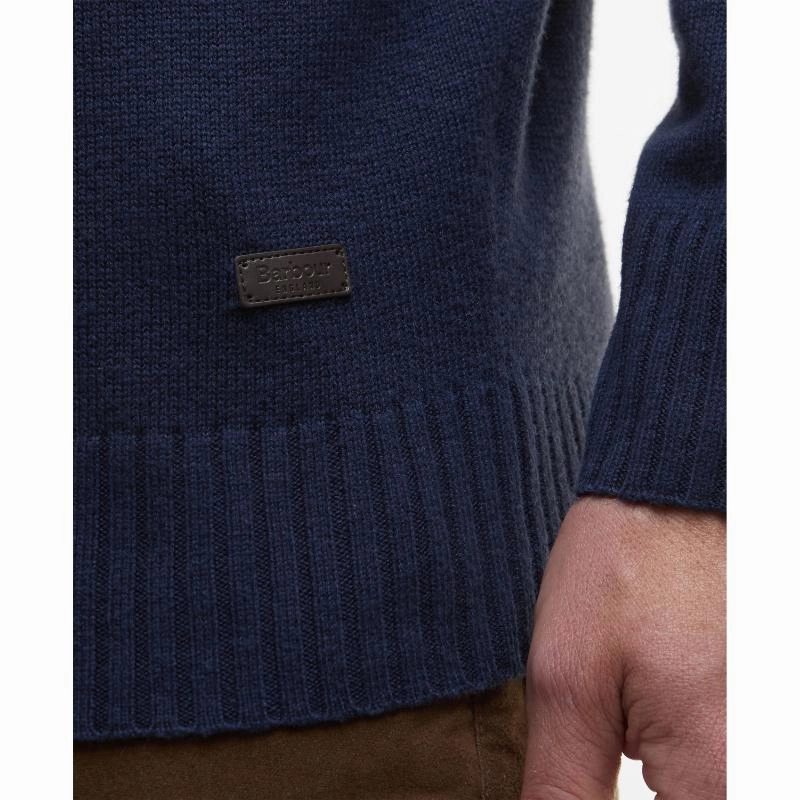 Shop Smart Deals Barbour Kelson Knitted Mens 1/4 Zip Jumper - Navy