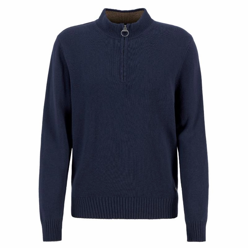 Barbour Kelson Knitted Mens 1/4 Zip Jumper - Navy Last Chance Offer Daily Clearance Deal