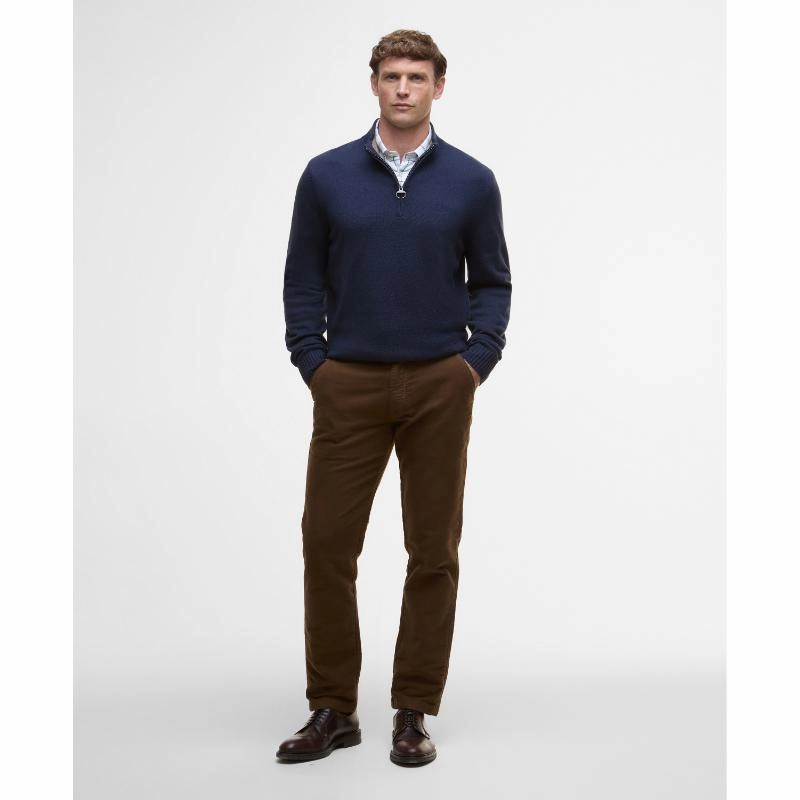 Barbour Kelson Knitted Mens 1/4 Zip Jumper - Navy Perfect Gift Offer
