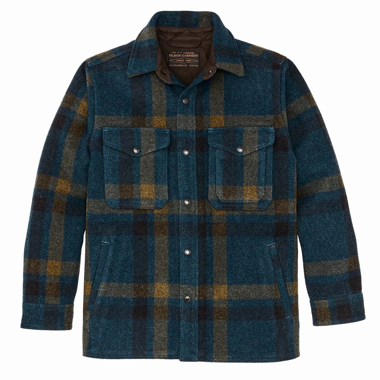 Trending Hot Picks Online Exclusive Savings Filson Lined Mackinaw Jac-Shirt Teal / Ochre Plaid