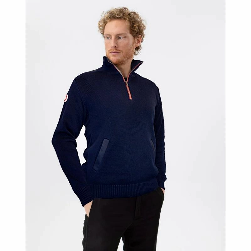 Clearance Steal Today Holebrook Peter Windproof 1/4 Zip Cotton Mens Jumper - Navy