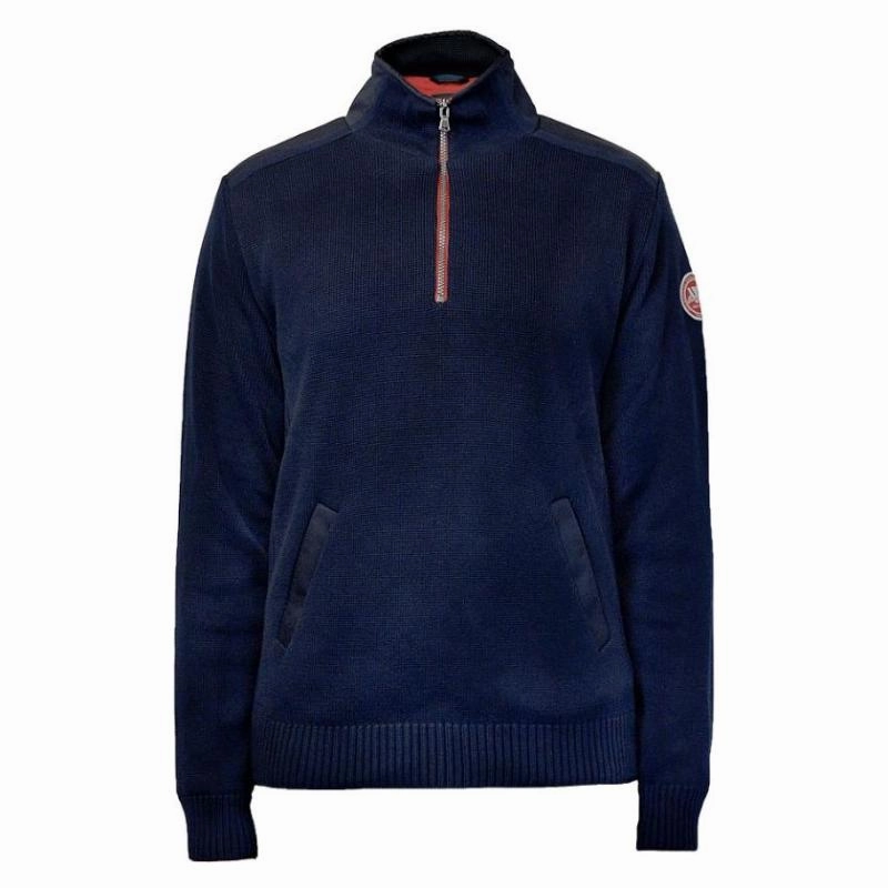 Todays Trending Deals Hot Item Clearance Holebrook Peter Windproof 1/4 Zip Cotton Mens Jumper - Navy