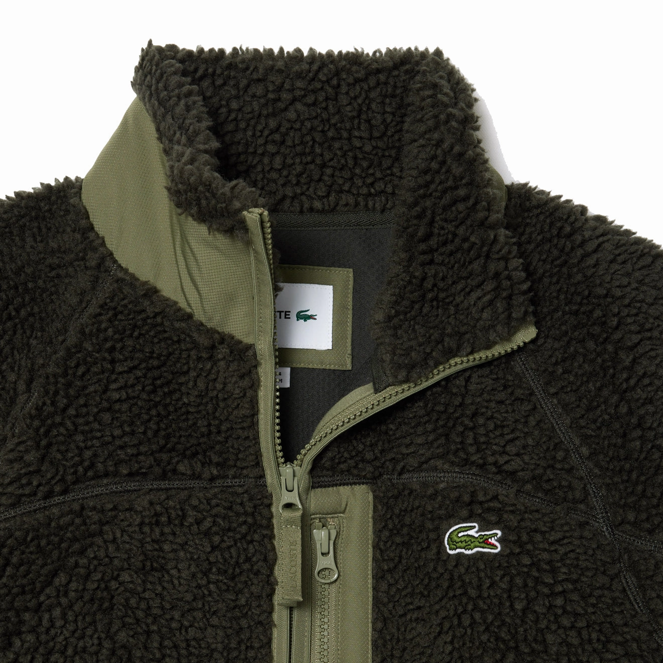Lacoste Colourblock Fleece Zip-Up Jacket Khaki Green MustHave Clearance