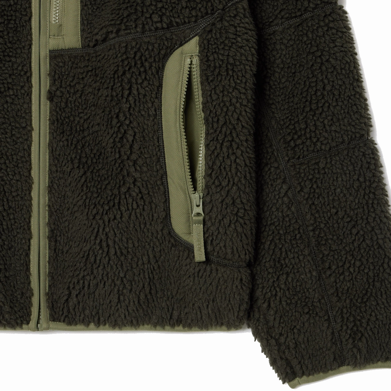 Hot Pick of the Day Hot Pick Sale Lacoste Colourblock Fleece Zip-Up Jacket Khaki Green