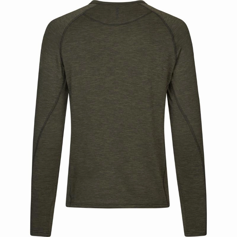 Trending Now Discount Flash Deal Alert Seeland Peak Mens Long Sleeve T-Shirt - Pine Green Melange