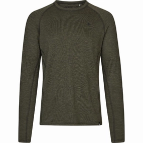 Instant Savings Inside Seeland Peak Mens Long Sleeve T-Shirt - Pine Green Melange