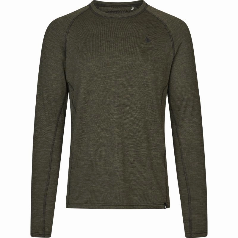 Instant Savings Inside Seeland Peak Mens Long Sleeve T-Shirt - Pine Green Melange