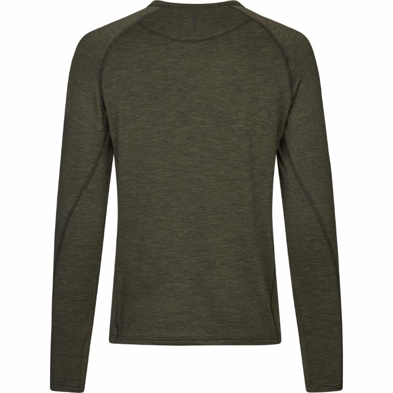 Save More Now Seeland Peak Mens Long Sleeve T-Shirt - Pine Green Melange