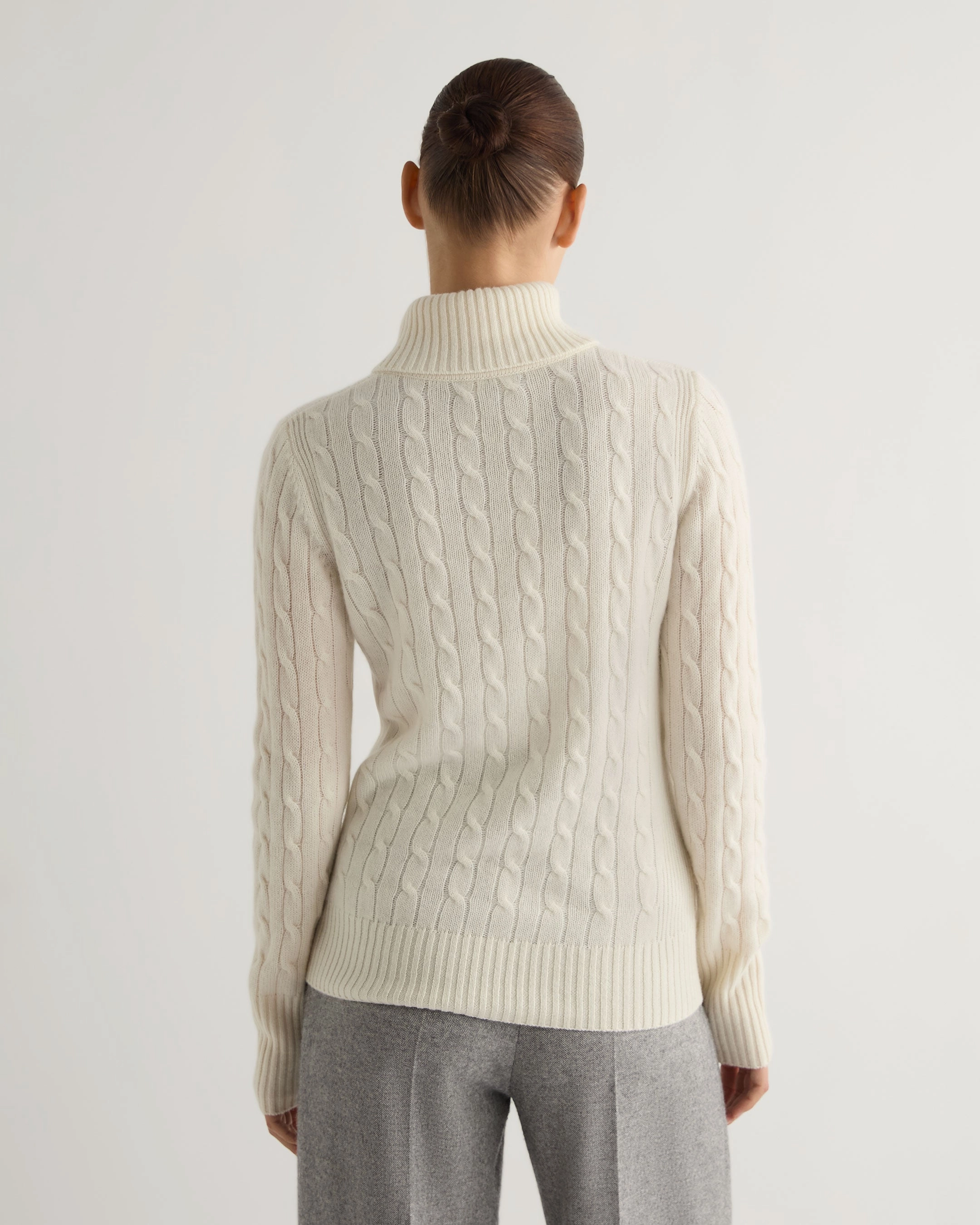 Women'S Adelyn Cable Roll Cashmere Jumper New Ivory White Shop the Best Deals Todays Special Savings