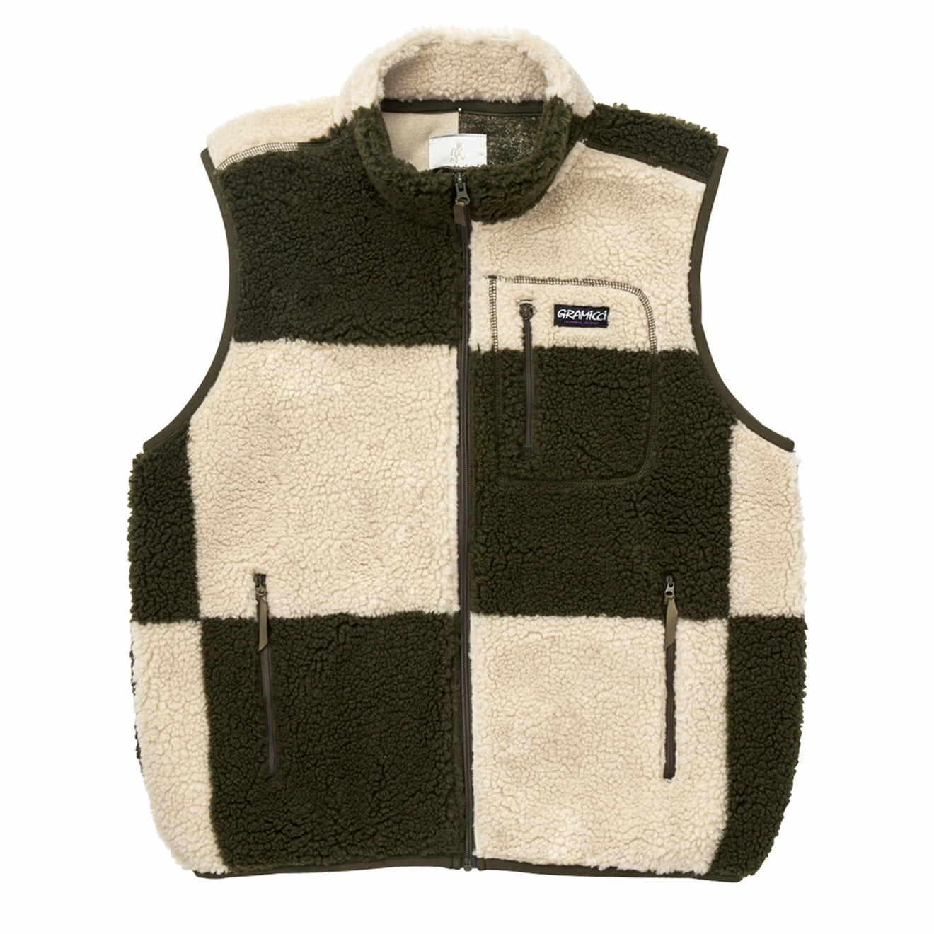 Trendy Picks Today Mega Savings Now Gramicci Womens Checkered Sherpa Vest Natural / Olive Check