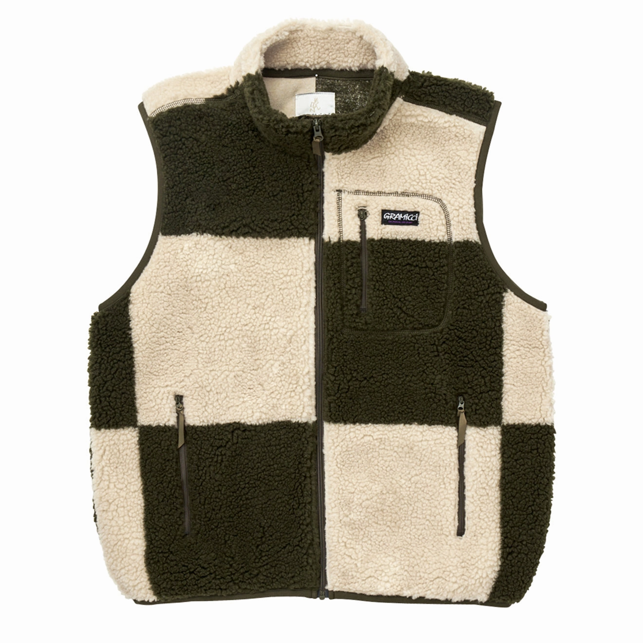 Gramicci Womens Checkered Sherpa Vest Natural / Olive Check Special Steal Event Hot Clearance Now