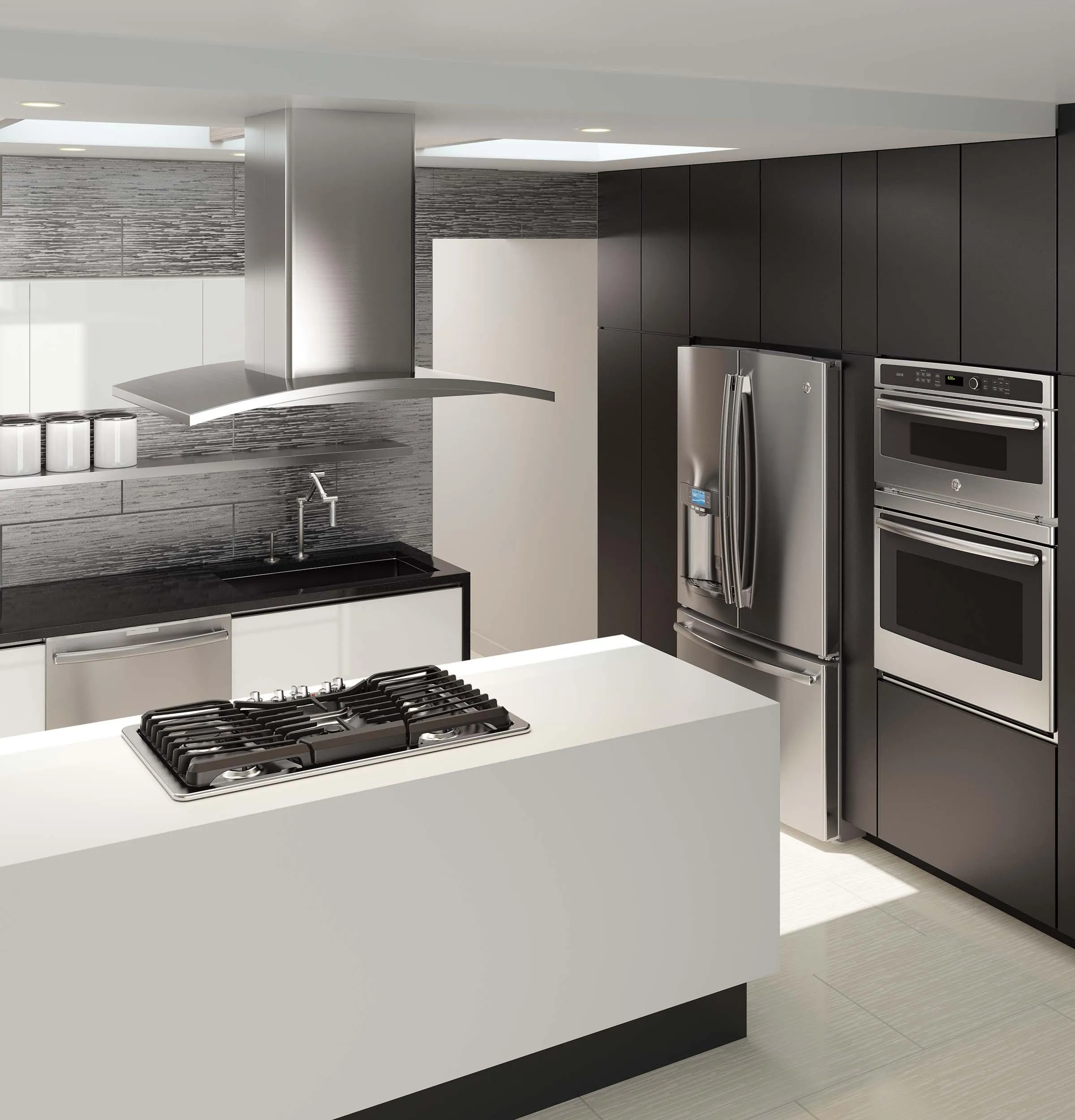 Haier UVI7361SWSS 36" Island-Mount Chimney Hood