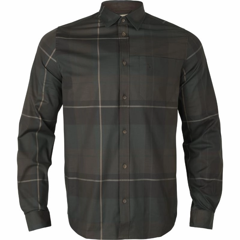 Harkila Akse Mens Long Sleeved Shirt - Shadow Brown Check Gift Sale Event Todays Hot Savings