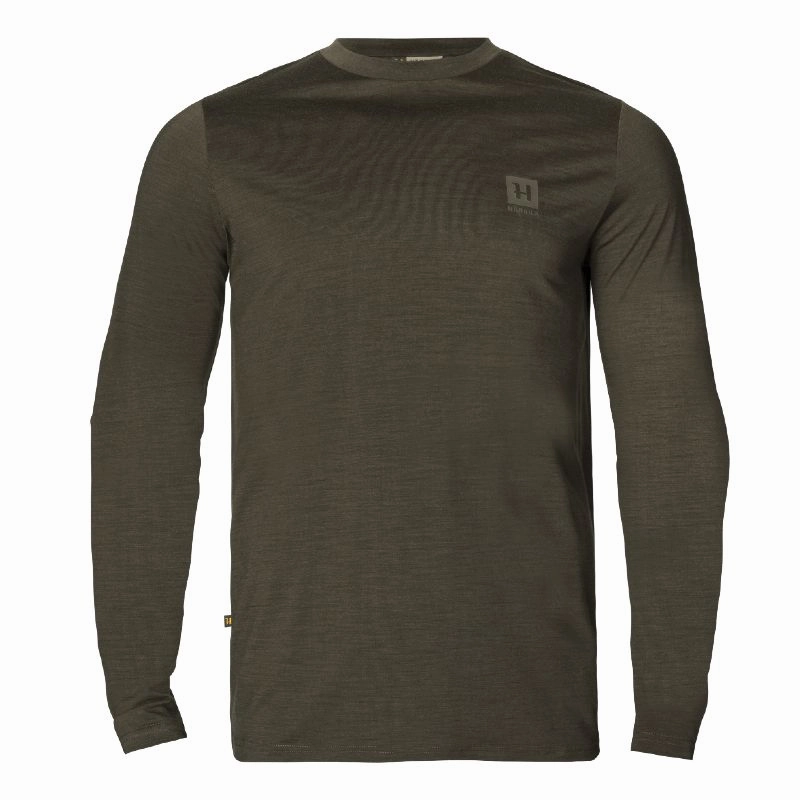 Last Chance Offer Harkila Base All Season Merino Long Sleeve Mens T-Shirt - Willow Green