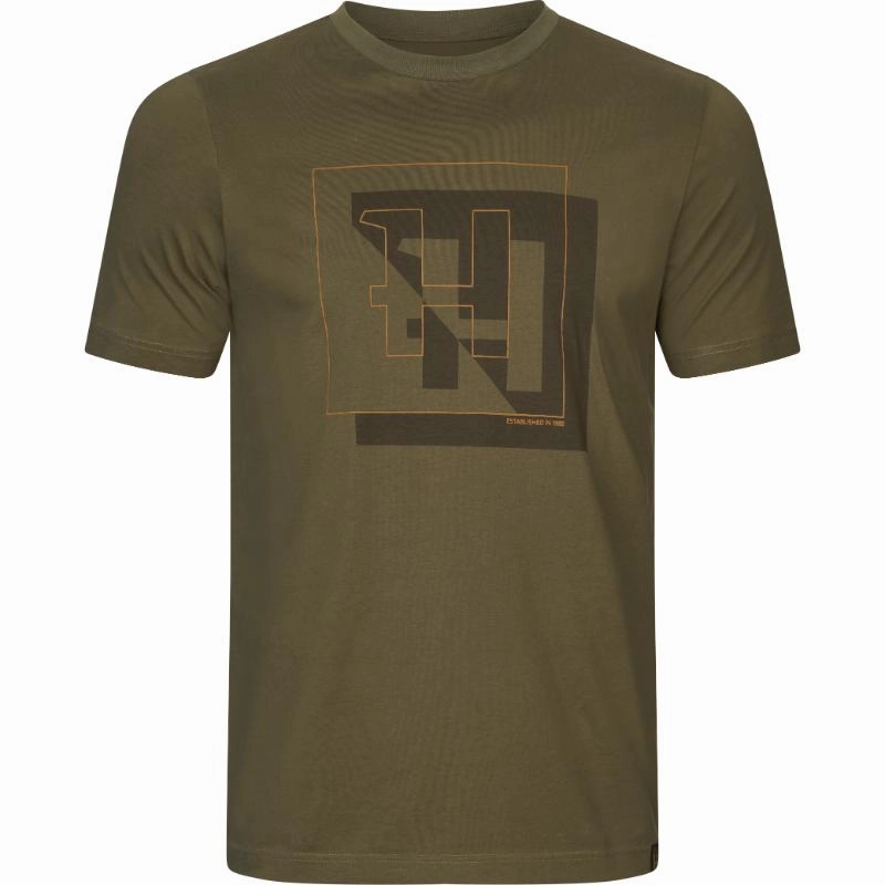 MustHave Steals Harkila H-Logo S/S Mens Lightweight Cotton T-Shirt - Dark Olive