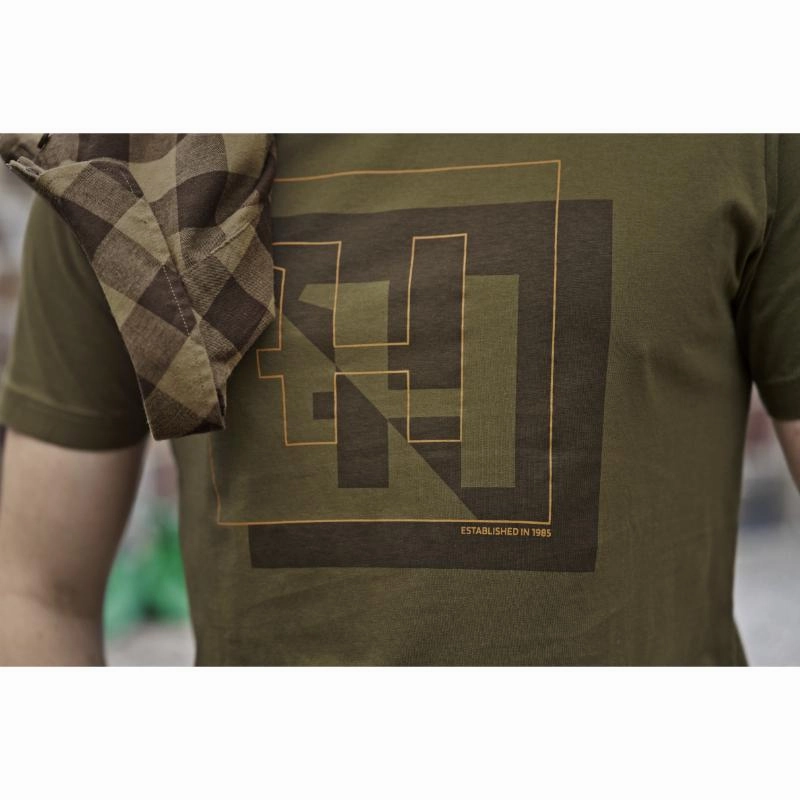 Harkila H-Logo S/S Mens Lightweight Cotton T-Shirt - Dark Olive Grab It Now EndofWeek Deals